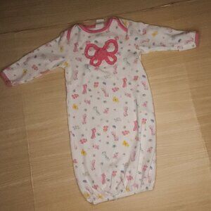 Starting Out Infant Girl's White Pink Butterfly Sleep Gown 0-6